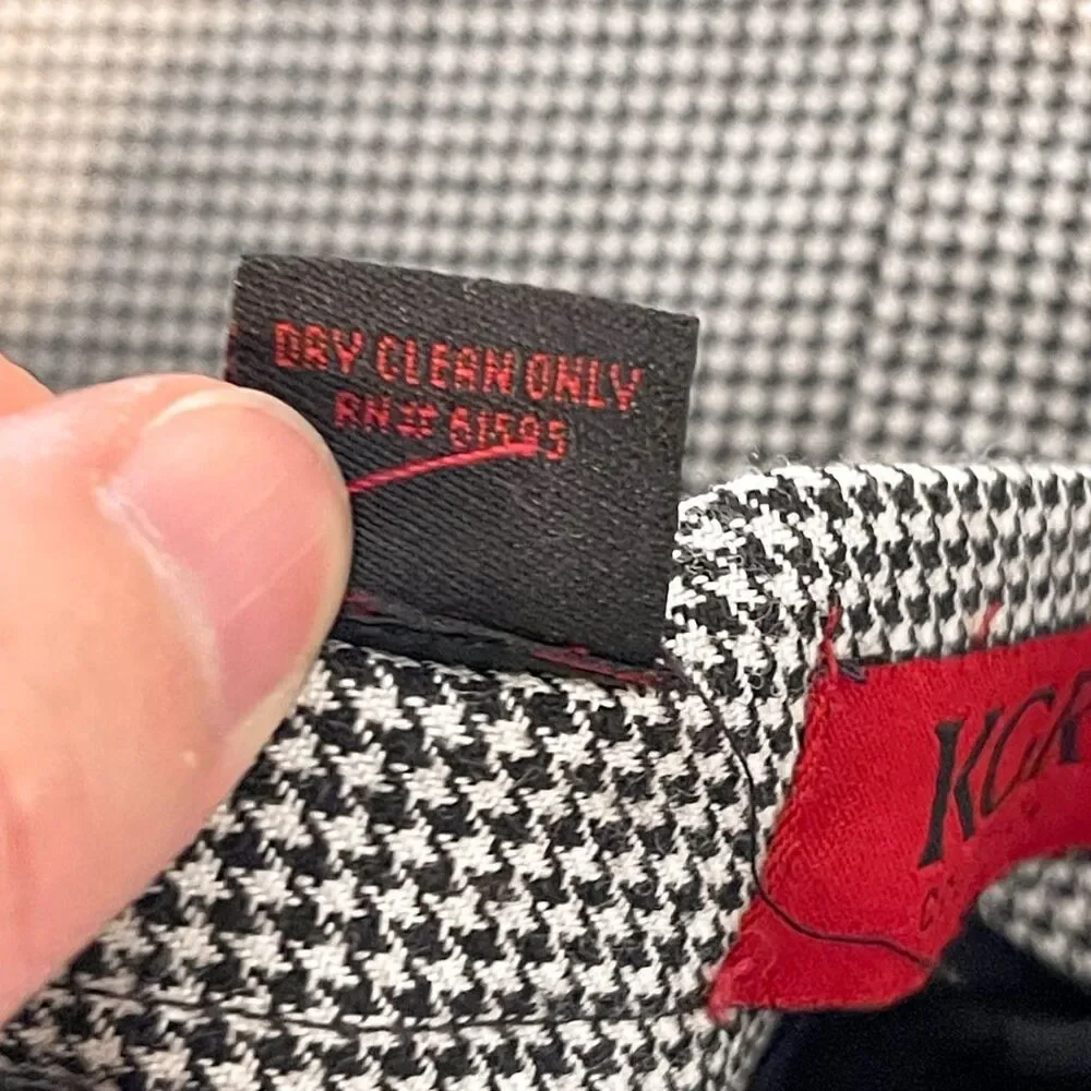 Vintage Houndstooth Knee Length Wool‎ Skirt Size 14